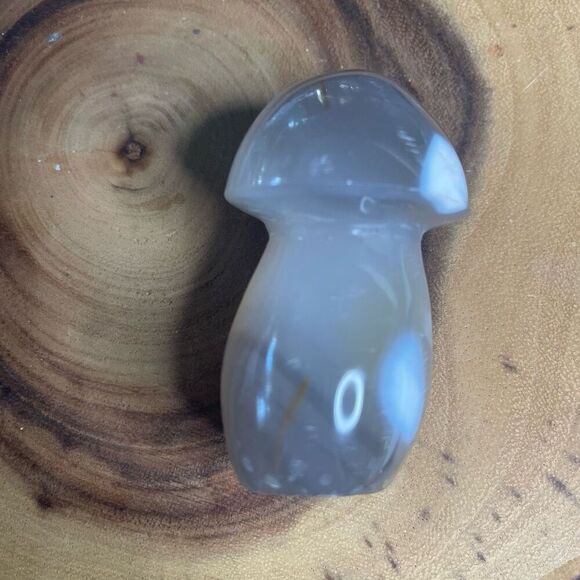 Orca agate mushroom carving crystal druzy grey gray cream white - Picture 2 of 8